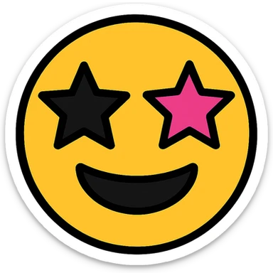 BLACKPINK-inspired emoji with black and pink star, bright and stylish style sticker