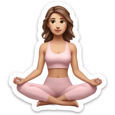 Aesthetic Ukrainian yoga girl with brown hair in light pink yoga outfit. Full body  sticker