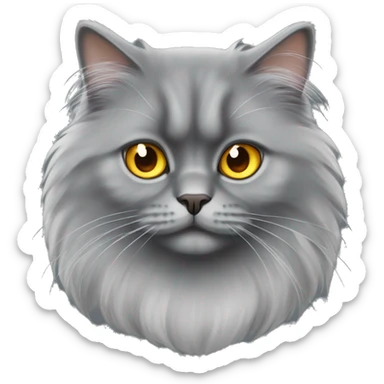Persian gray cat with big fur and yellow/orange eyes sticker