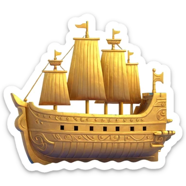 ancient golden ship with Anunnaki motifs underwater weathered look sticker