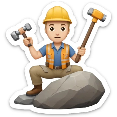 Geologist smashing a rock sticker