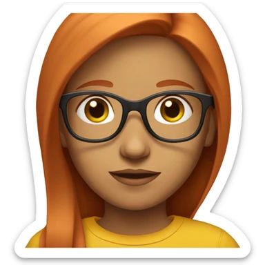 red-straight-haired-girl-glasses-yellow-shirt sticker