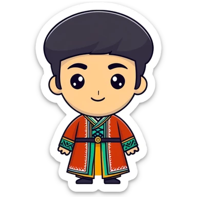 Man black hair and black eyes all body and uzbek wear the real man real man!!! sticker