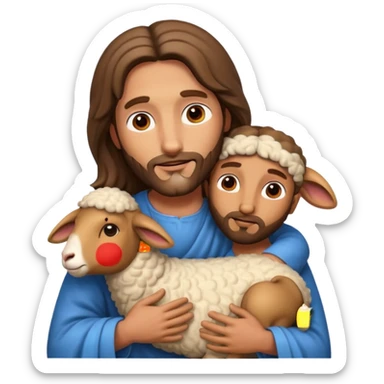jesus hugging sheep sticker
