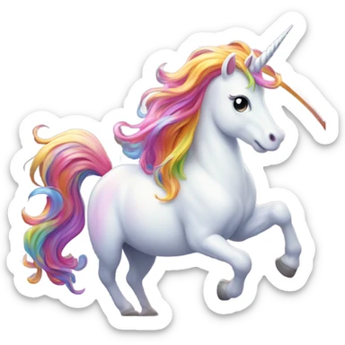 A unicorn pooping out a rainbow sticker