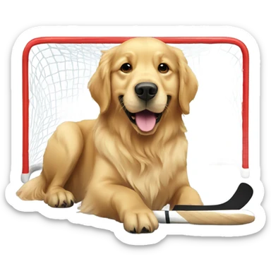 Golden retriever playing hockey sticker