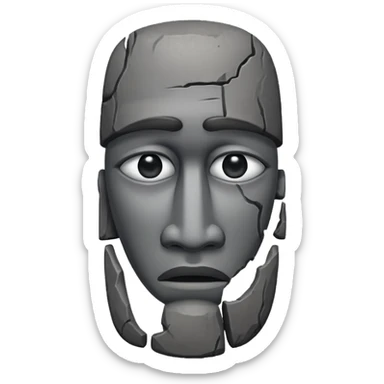 the easter island stone guy with a tear in its eye sticker
