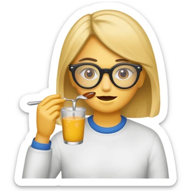 Cara con gafas comiendo sticker