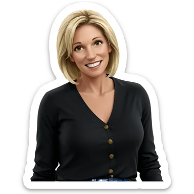 blonde girl smiling at viewer sticker