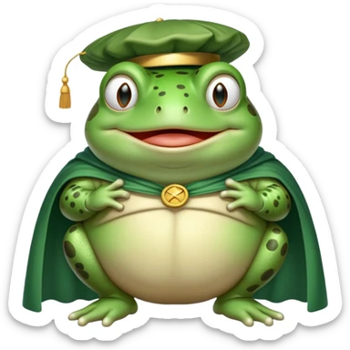 A fat green toad is an exhibitionist in a cape. sticker
