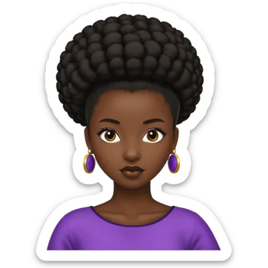 black girl with slick back afro puff sticker