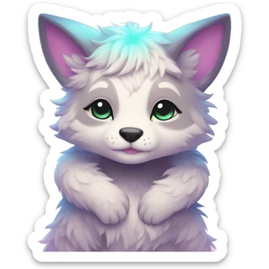 Full body Kawaii bright fantasy ethereal anthro fursona animal sticker