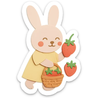 Make both bunny ears visually the same design, keeping the paper-craft style and all other elements unchanged. sticker