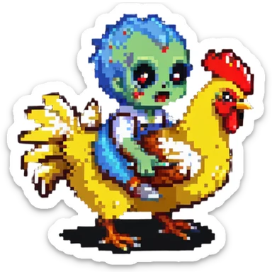 baby zombie riding a chicken, minecraft chicken jockey sticker
