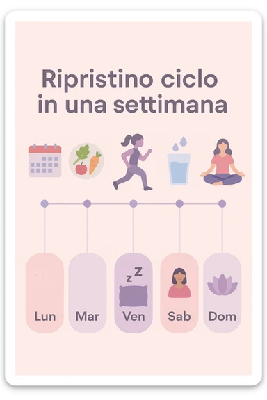 infografica stile post di instagram con titolo "Ripristino ciclo in una settimana" sticker