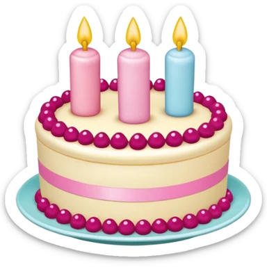 pastel de cumpleaños de 3 niveles con un moño rosa sticker