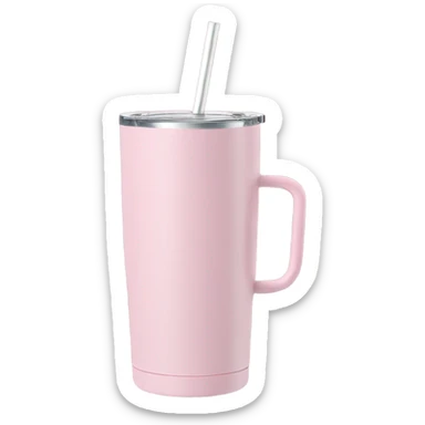 Pastel pink, inspired by Stanley, 40 oz tumbler with handle, and straw sticker
