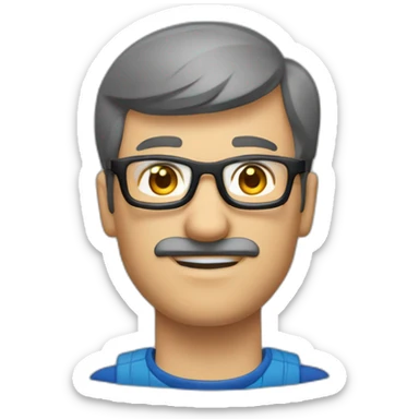 joueur de jeux vidéo sans cheveux avec des lunettes et une moustache sticker