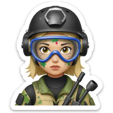 paintball player face girl sticker
