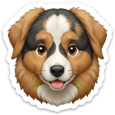 Australian Shepherd golden retriever tan eyebrows around nose and mouth black and grey fur on chest and everywhere else.  sticker