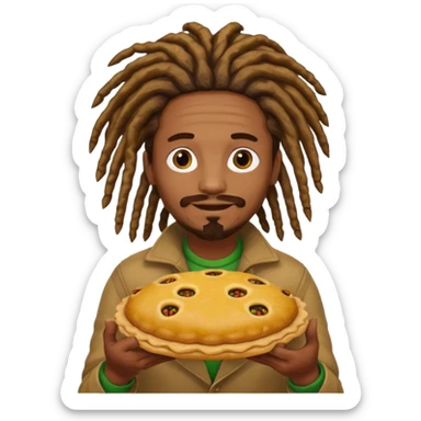 Man with dreadlocks holding a Jamaican beef patty  sticker