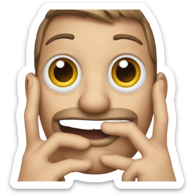 Rolling eyes emoji with hand across mouth sticker