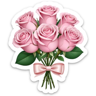A bouquet of light pink roses with a satin bow. sticker