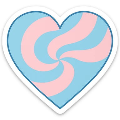 heart with a pastel blue and pink swirl, clean digital illustration sticker