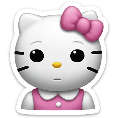 frowning hello kitty sticker