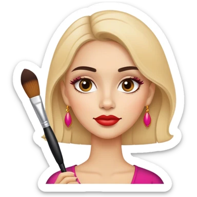 A makeup artist spanish girl with a makeup brush in her hand sticker