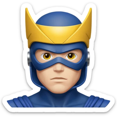 marvel superhero cyclops x-men. blue cowl with iconic yellow visor with red stripe through sticker