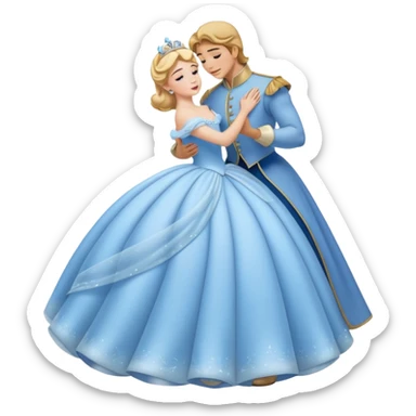 Fairy tale Cinderella, the prince embraces Cinderella sticker