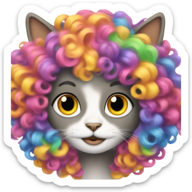 A cat wearing a wig sticker