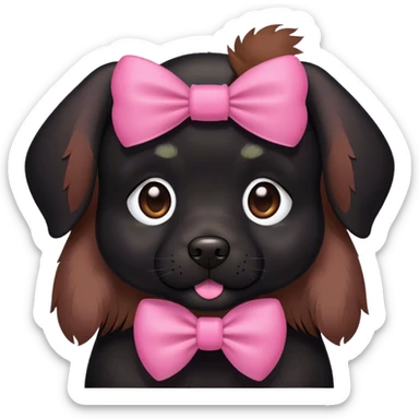 Black dog with a pink bow  sticker