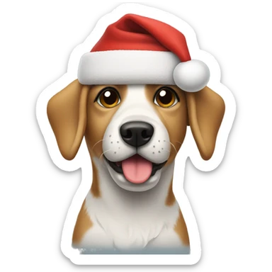 dog wearing santa hat and sweater sticker