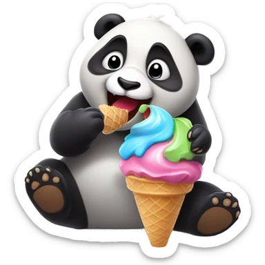 Panda eating ice cream sticker