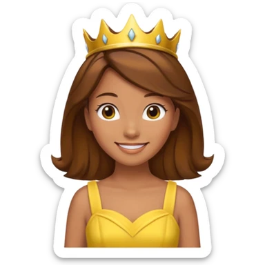 Princess daisy yelllow dress standing with brown hair sticker