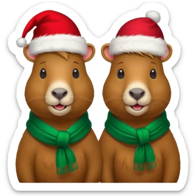  capybaras with christmas atire  sticker