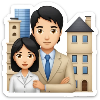 Woman and man architects with black hair sticker