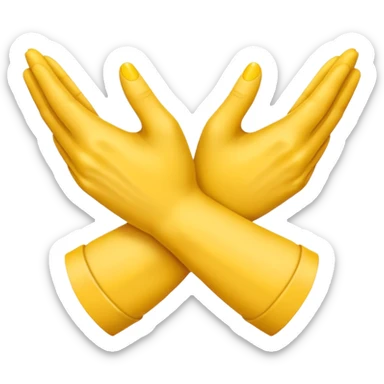 two yellow emoji hands crossed in an X shape over the chest, minimal shading, neutral expression sticker