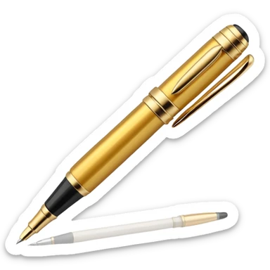 3D perspective academic premium golden ink pen sticker