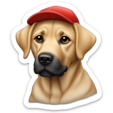 Labrador de couleur noire avec une casquette rouge sticker