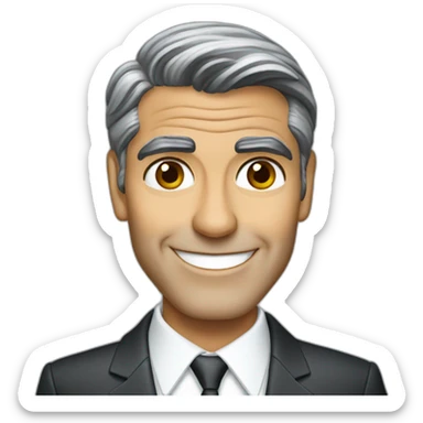 george clooney cartoon wearing suit sticker