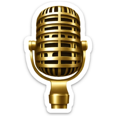golden shiny podcast microphone sticker