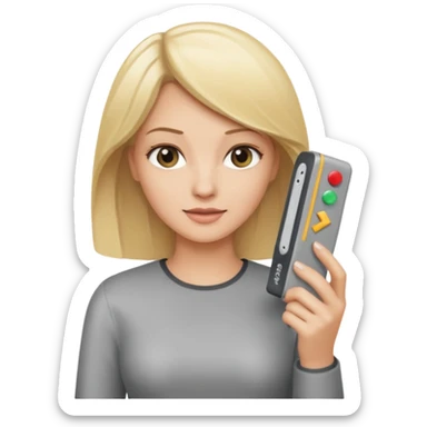 mujer rubia con modem de internet sticker