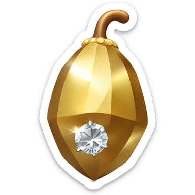 a Diamond Acorn, sparkling cut diamond, with stem of gold sticker