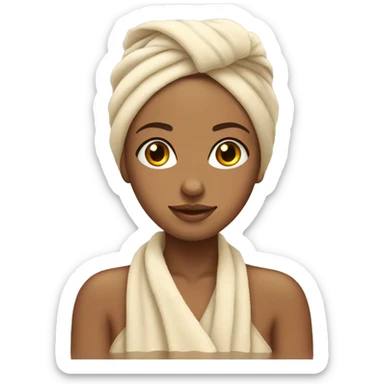tan girl wearing a towel over her hair after shower pretty sticker