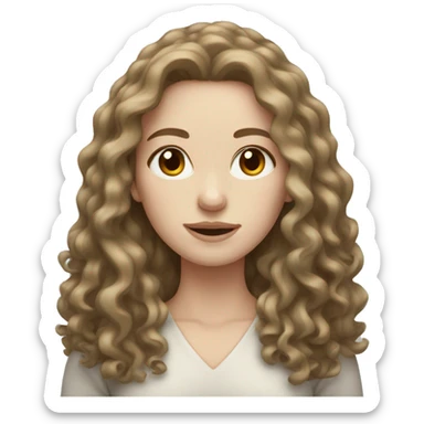 Woman with pale skin and long curly brown hair  sticker