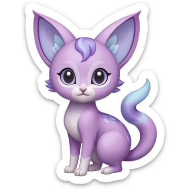Soft Lavender-Lilac Pastel-Dew Glossy Gentle Small Meloetta-Purrloin hybrid creature (full body) sticker