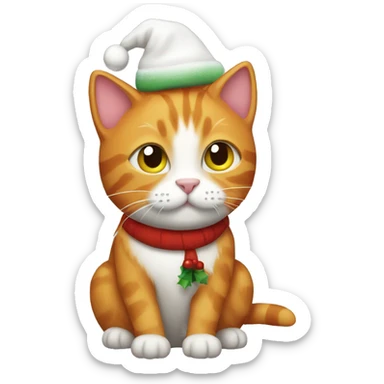 Ginger cat wearing Christmas cat  sticker